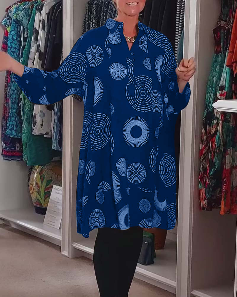Casual klänning med geometriskt tryck