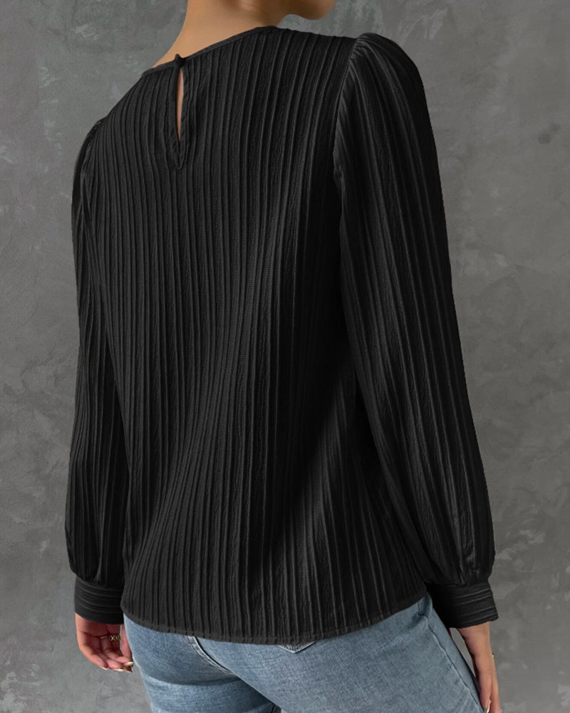 Lantern Sleeve Solid Blus