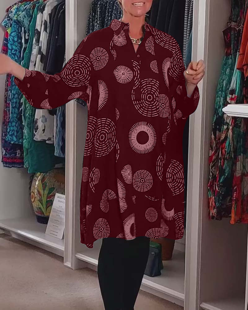 Casual klänning med geometriskt tryck
