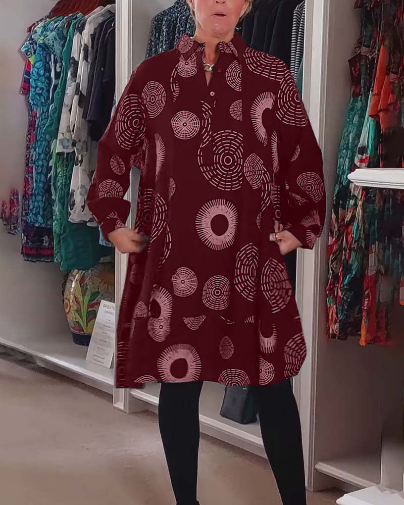 Casual klänning med geometriskt tryck
