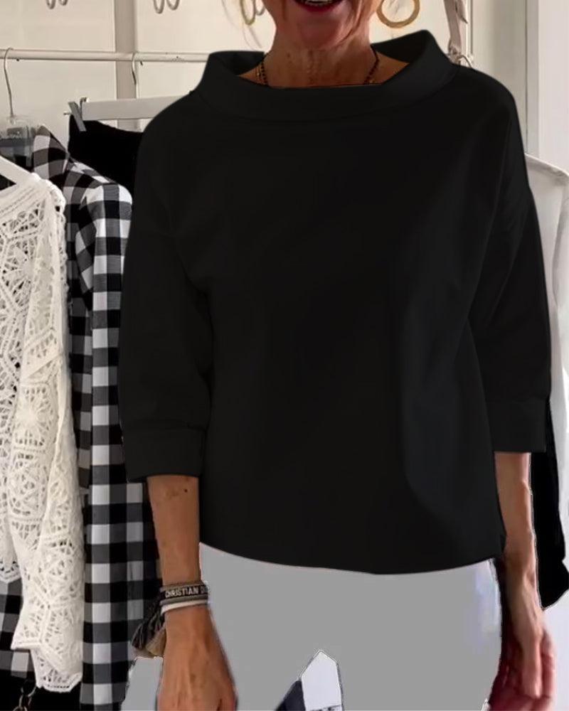 Enfärgad avslappnad topp med lapel