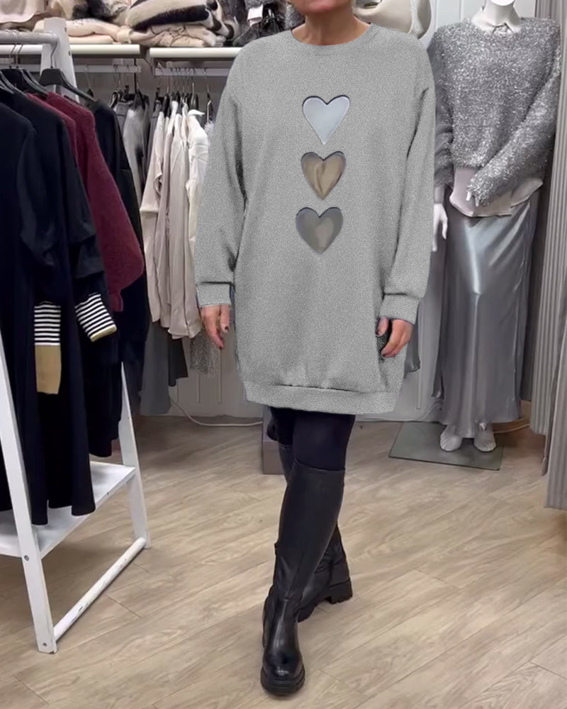 Klänning Shift Hjärt Mönster Casual