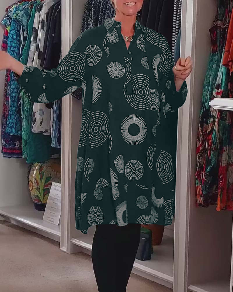Casual klänning med geometriskt tryck