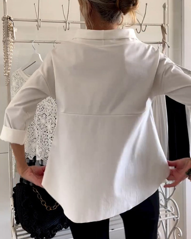Enfärgad avslappnad topp med lapel
