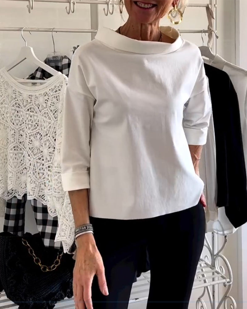Enfärgad avslappnad topp med lapel