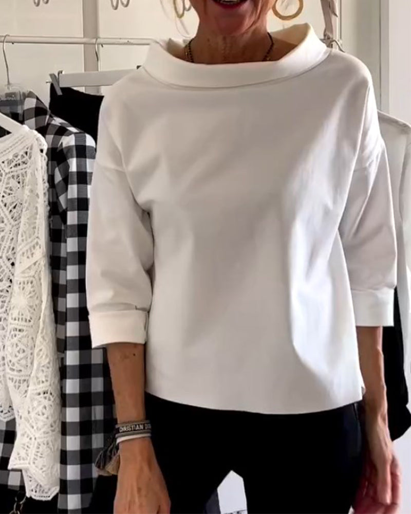 Enfärgad avslappnad topp med lapel
