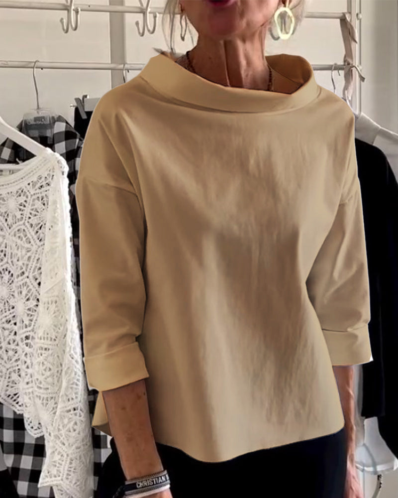 Enfärgad avslappnad topp med lapel