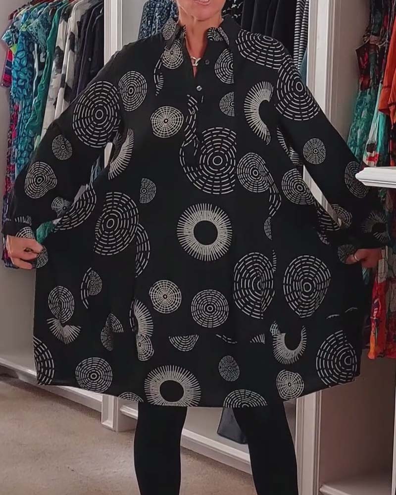 Casual klänning med geometriskt tryck