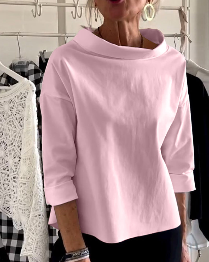 Enfärgad avslappnad topp med lapel