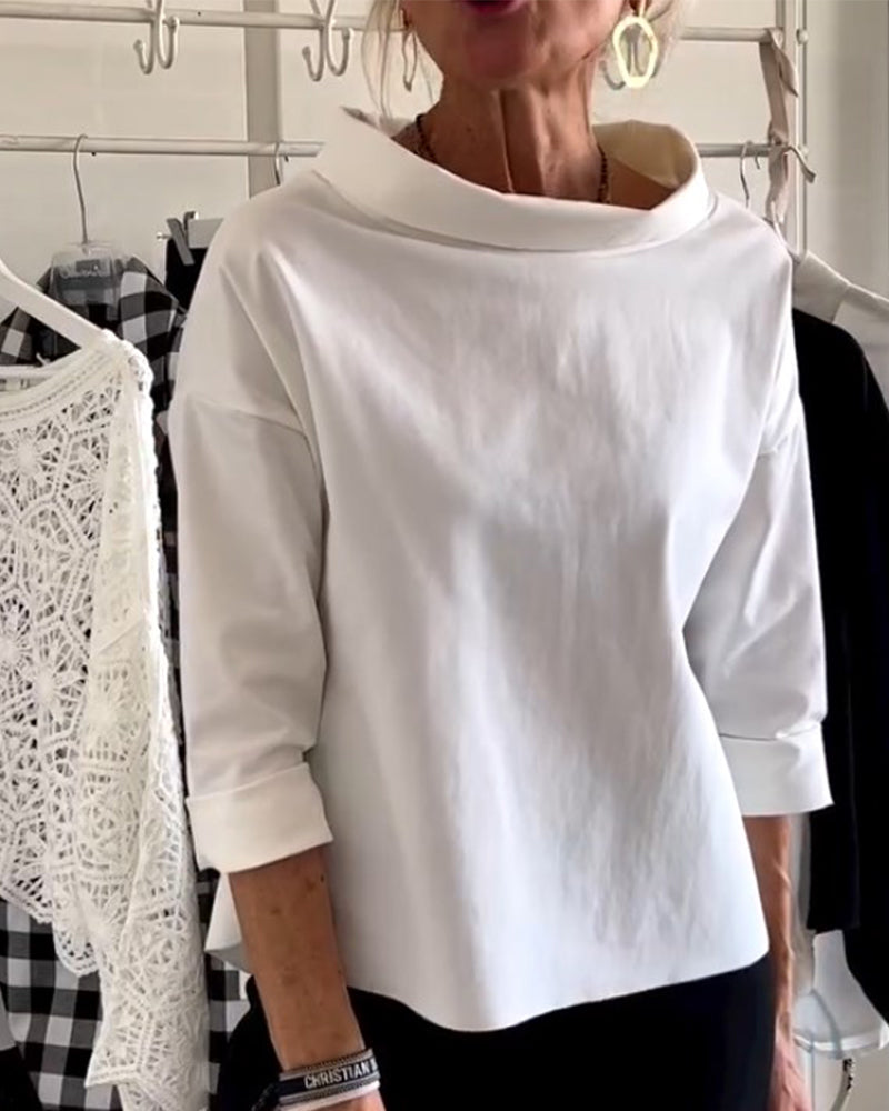 Enfärgad avslappnad topp med lapel