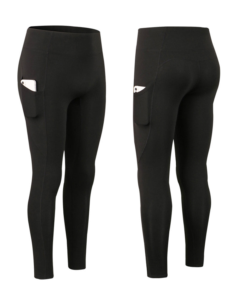 Enfärgade leggings med fleecefickor