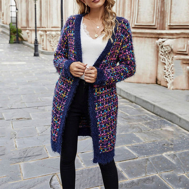 Casual Färgglad Varm Cardigan