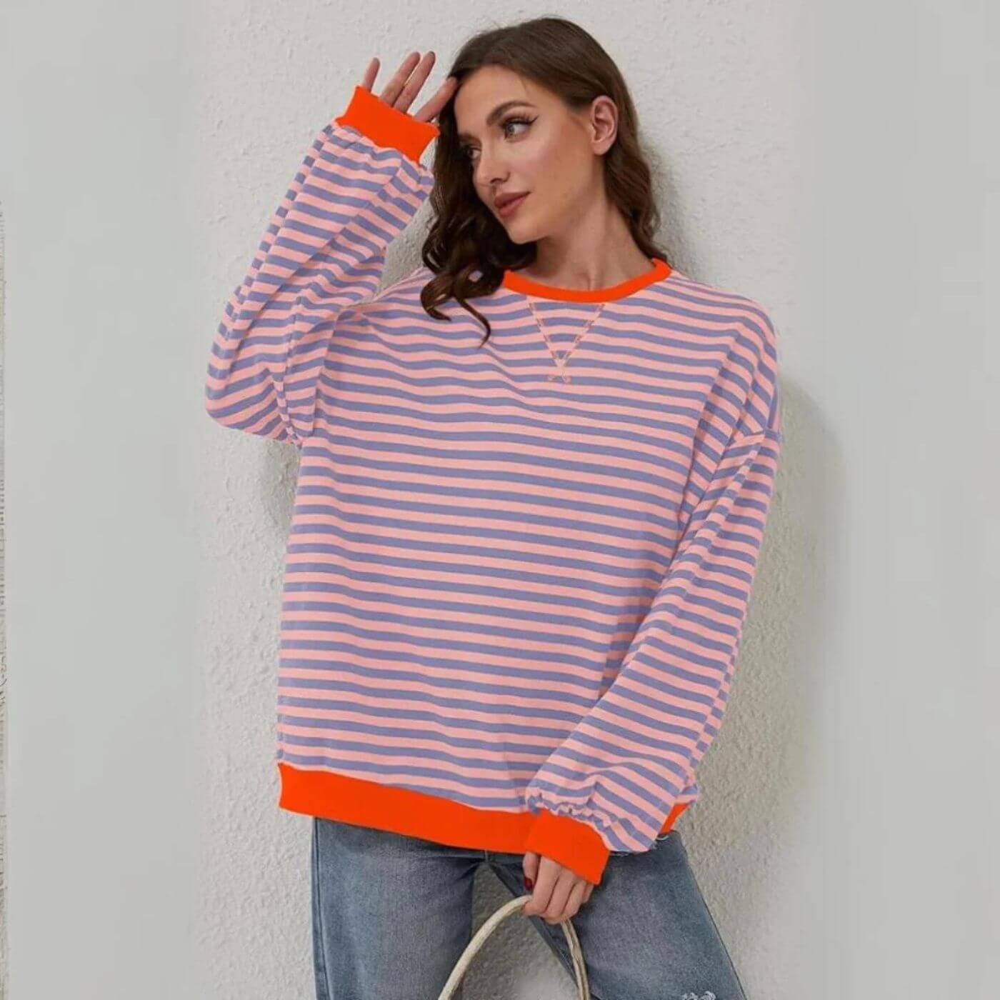 Liana™ - Oversized Randig Komforttröja