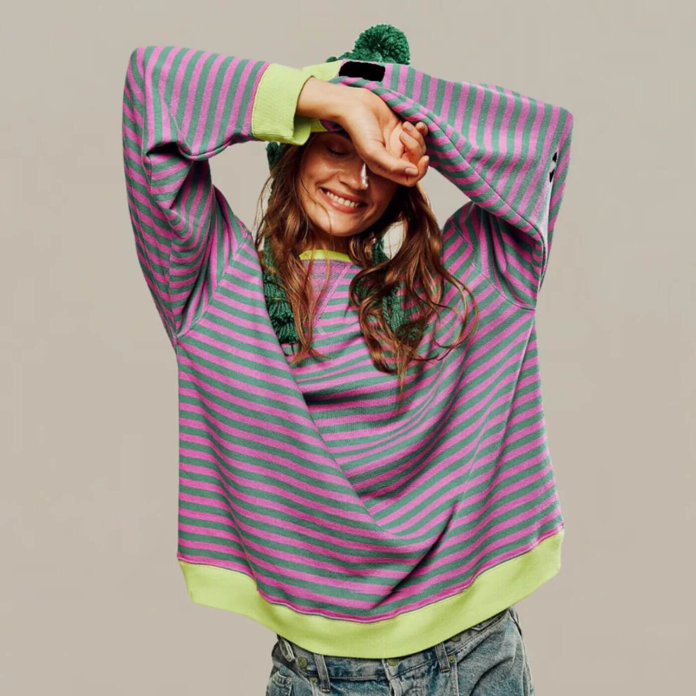 Liana™ - Oversized Randig Komforttröja