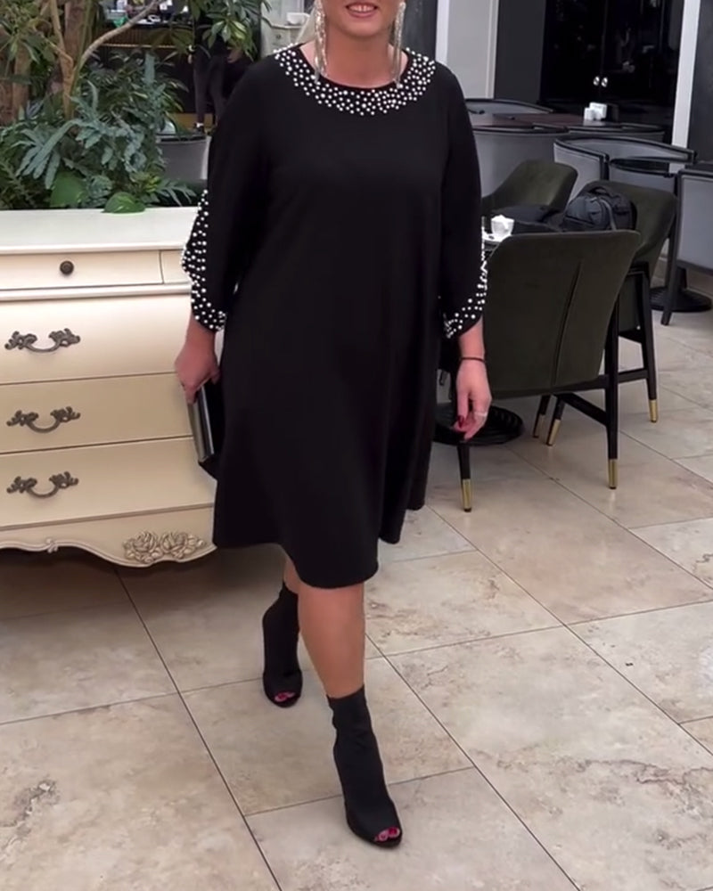 Klänning mode pärlstav lös plus size