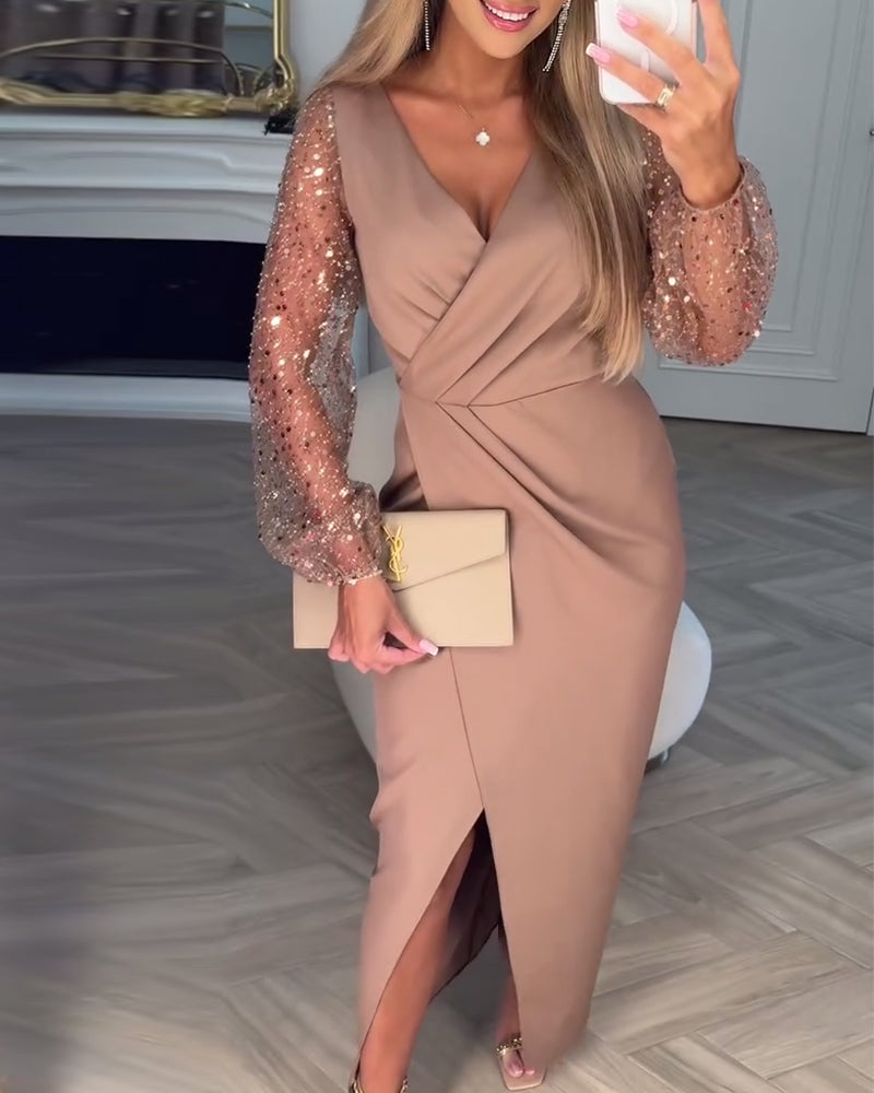 Paljettärmar Elegant Slitskjol