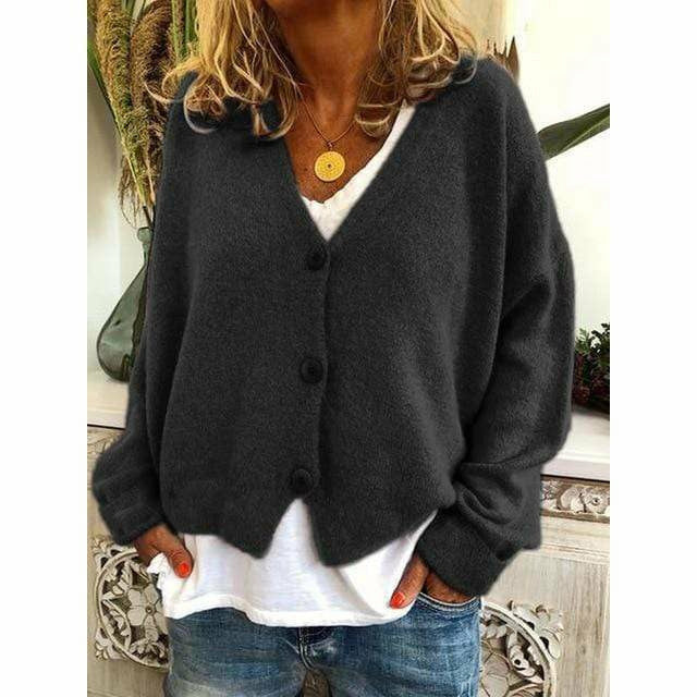 Enfärgad Casual Knit Cardigan