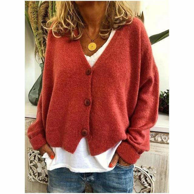 Enfärgad Casual Knit Cardigan