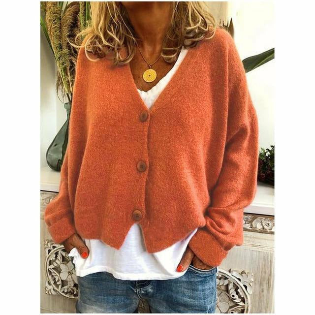Enfärgad Casual Knit Cardigan