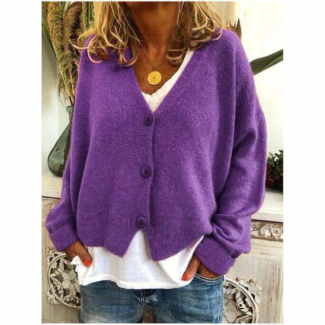 Enfärgad Casual Knit Cardigan